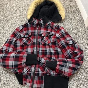 Dollhouse Red and Black Plaid Jacket